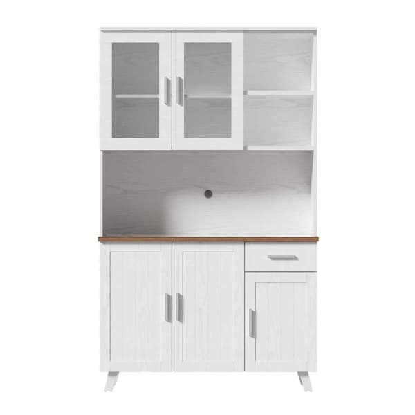 Senkki valkoista puuta, korkea kaappi 114 x 40 x 190 cm – olohuoneeseen ja ruokailutilaan