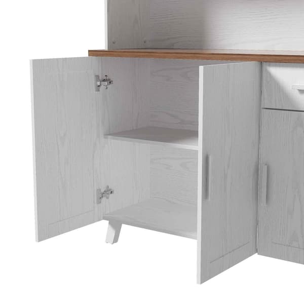 Senkki valkoista puuta, korkea kaappi 114 x 40 x 190 cm – olohuoneeseen ja ruokailutilaan