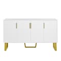 Miniatyrbild 5 av 11: Sideboard i högblank vit finish – 140x40x80 cm med 4 dörrar, metallben och geometrisk design