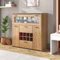 Miniatyrbild 3 av 11: Sideboard med dubbeldörrar – elegant vinskåp med glas­hylla och vinförvaring