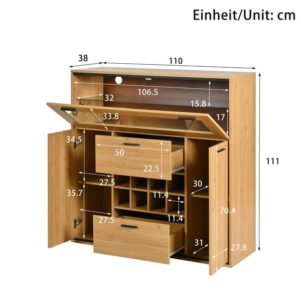 Sideboard med dubbeldörrar – elegant vinskåp med glashylla och vinförvaring