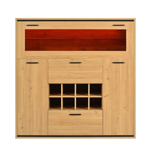 Sideboard med dubbeldörrar – elegant vinskåp med glashylla och vinförvaring