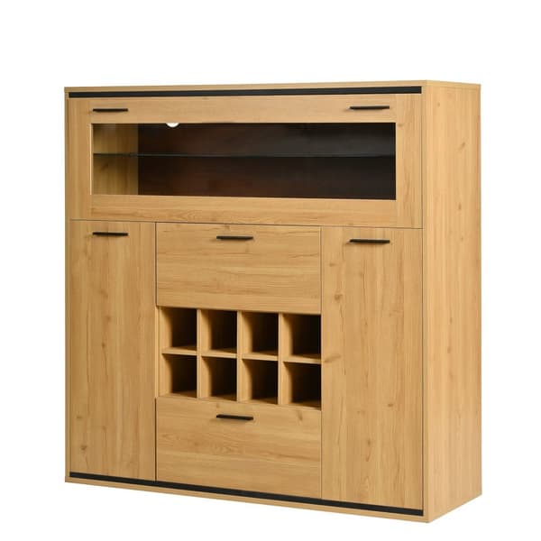 Sideboard med dubbeldörrar – elegant vinskåp med glashylla och vinförvaring