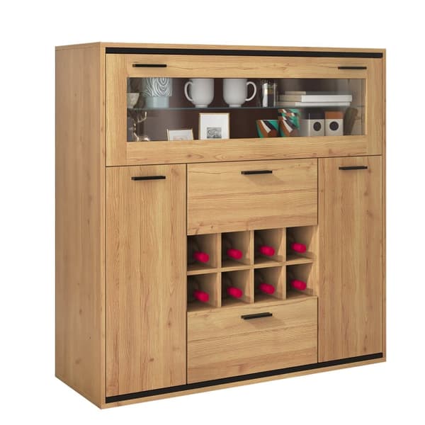 Sideboard med dubbeldörrar – elegant vinskåp med glashylla och vinförvaring