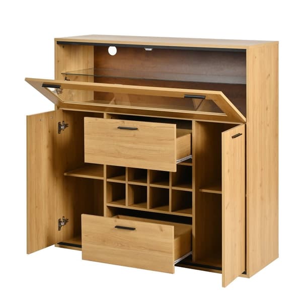 Sideboard med dubbeldörrar – elegant vinskåp med glashylla och vinförvaring