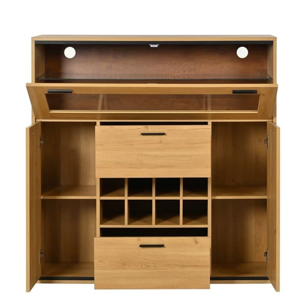 Sideboard med dubbeldörrar – elegant vinskåp med glashylla och vinförvaring
