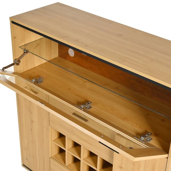 Sideboard med dubbeldörrar – elegant vinskåp med glashylla och vinförvaring