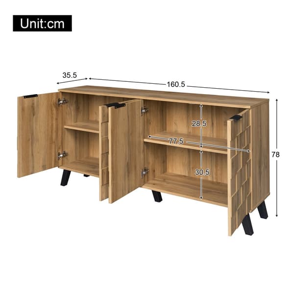 Moderni senkki 4 ovella – 160,5 x 35,5 x 78 cm, täydellinen olohuoneeseen, makuuhuoneeseen ja ruokasaliin