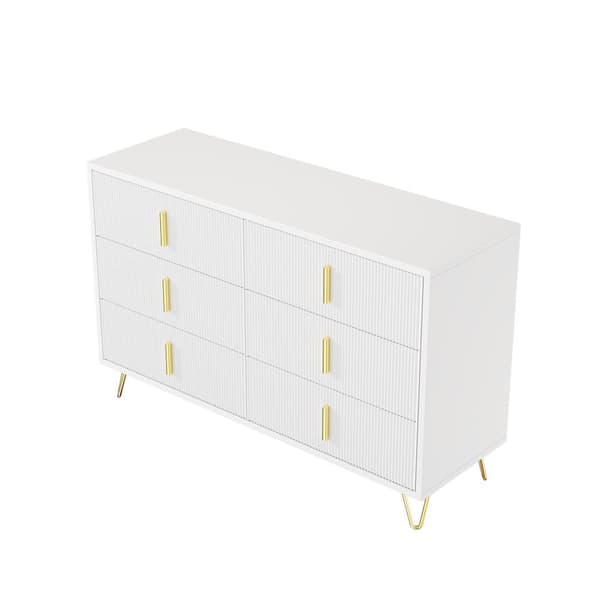 Elegant skænk i moderne design – Kommode med masser af opbevaringsplads og guldfarvede greb