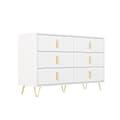 Miniatyrbillede 9 af 11: Elegant skænk i moderne design – Kommode med masser af opbevaringsplads og guldfarvede greb