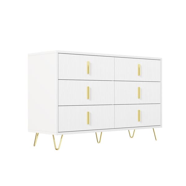 Elegant skænk i moderne design – Kommode med masser af opbevaringsplads og guldfarvede greb