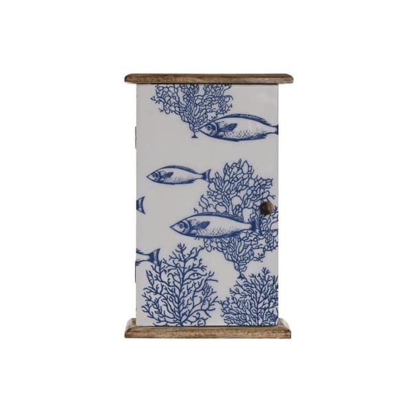 Nøkkelskap Home ESPRIT Blå Hvit Naturell 18 x 7,5 x 28 cm