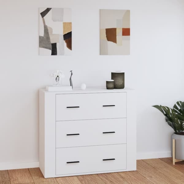 Skänk vit 80x33x70 cm konstruerat trä