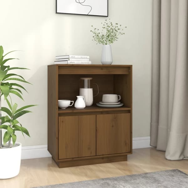 Skänk honungsbrun 60x34x75 cm massiv furu