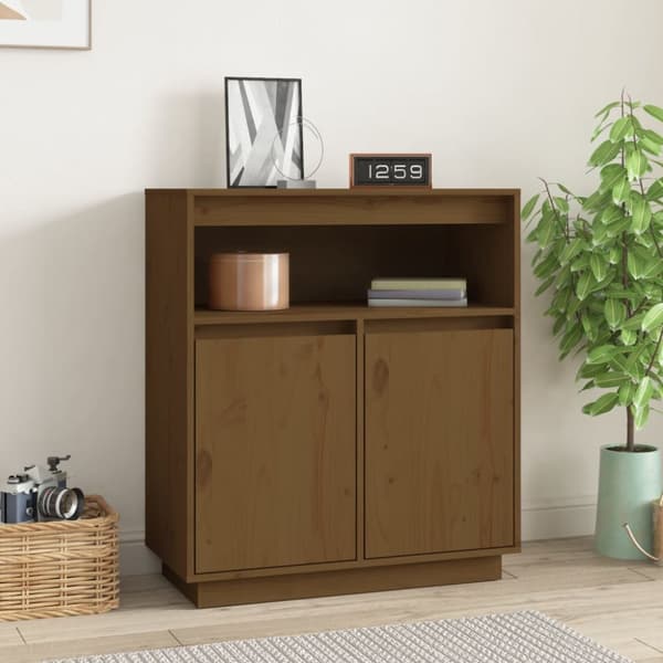 Skänk honungsbrun 70x34x80 cm massiv furu