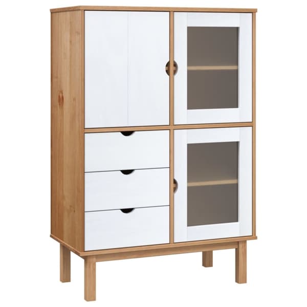 Skänk OTTA brun&vit 85x43x125 cm massiv furu