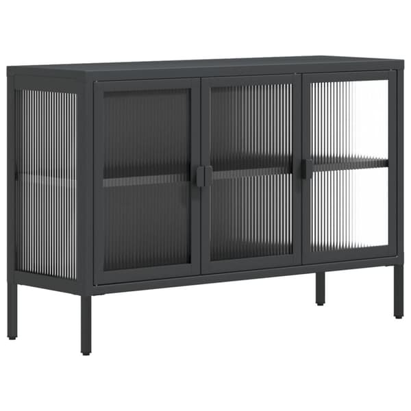 Skänk svart 105x35x70 cm glas och stål