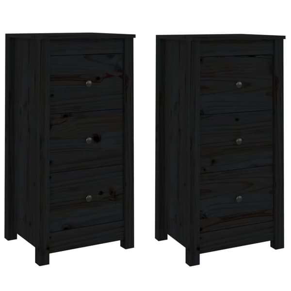 Skänk svart 2 st 40x35x80 cm massiv furu