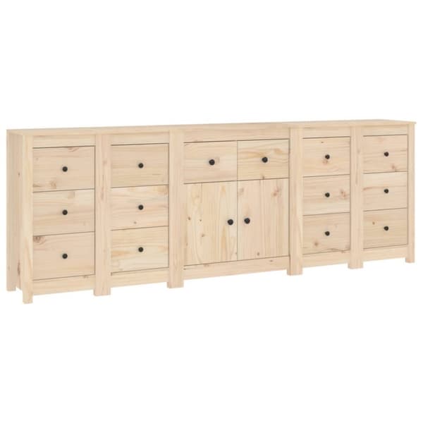 Skänk vit 230x35x80 cm massiv furu