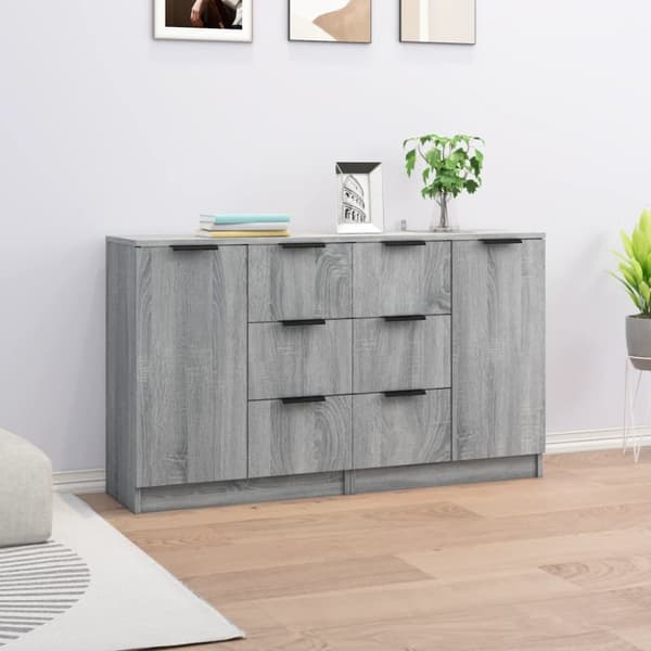 Skänk 2 delar grå sonoma 60x30x70 cm konstruerat trä