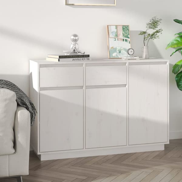 Skänk vit 110x34x75 cm massiv furu