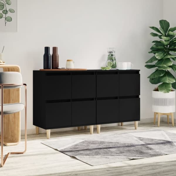 Skänk 2 st svart 60x35x70 cm konstruerat trä