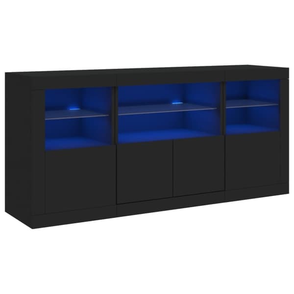 Skänk med LED-belysning svart 142,5x37x67 cm