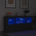 Miniatyrbild 1 av 2: Skänk med LED-belysning svart 142,5x37x67 cm