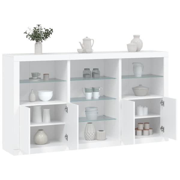 Skänk med LED-belysning vit 181,5x37x100 cm