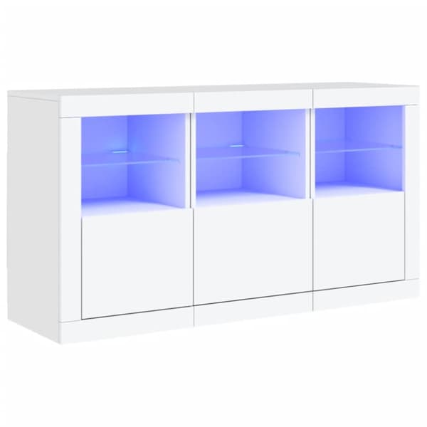 Skänk med LED-belysning vit 123x37x67 cm