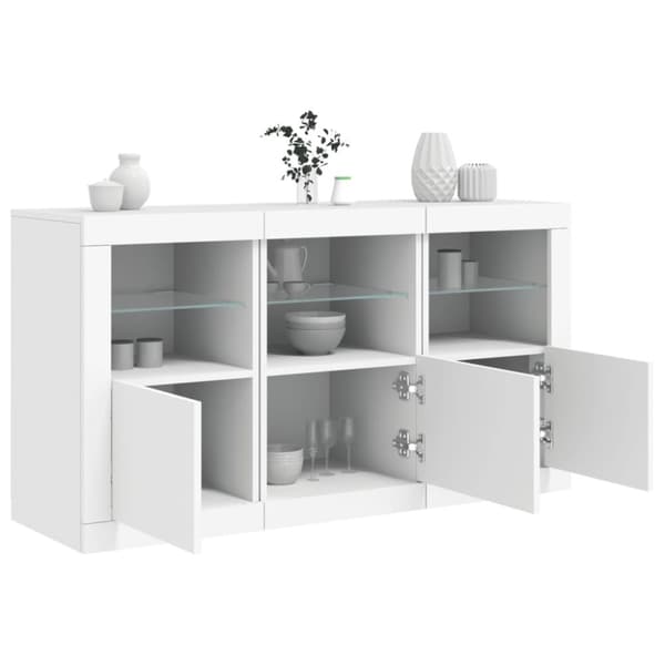Skänk med LED-belysning vit 123x37x67 cm