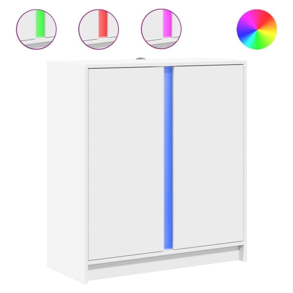 Skänk med LED vit 77x34x85 cm konstruerat trä