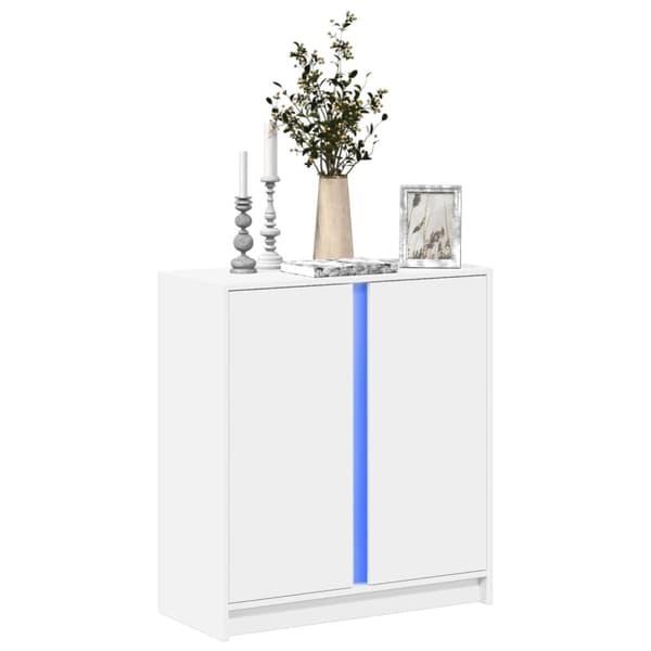 Skänk med LED vit 77x34x85 cm konstruerat trä