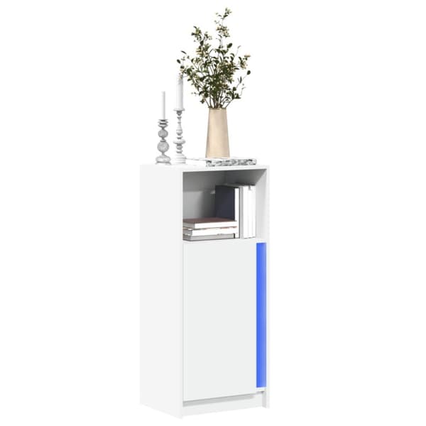 Skänk med LED vit 42,5x34x100 cm konstruerat trä