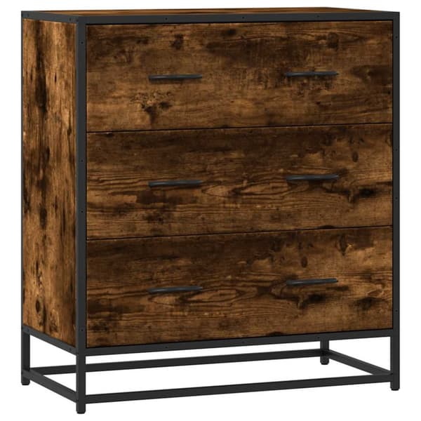 Skänk rökfärgad ek 68x35x76 cm konstruerat trä och metall