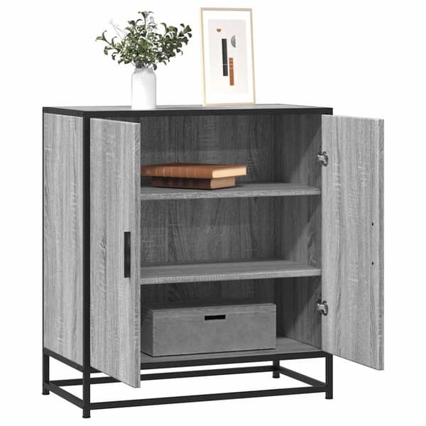 Skänk grå sonoma 68x35x76 cm konstruerat trä och metall