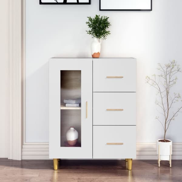 Skåp vit 69,5x34x90 cm konstruerat trä