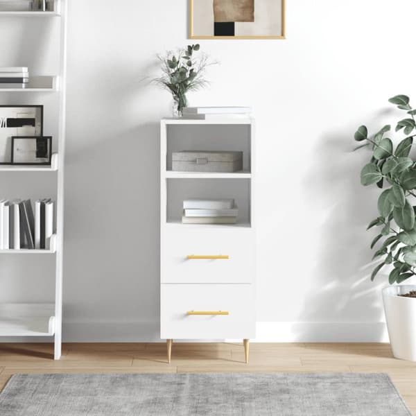 Skänk vit 34,5x34x90 cm konstruerat trä