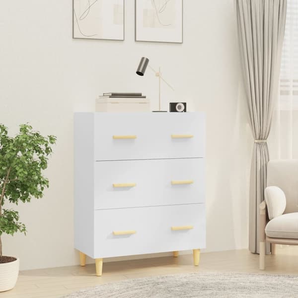 Skåp vit högglans 70x34x90 cm konstruerat trä