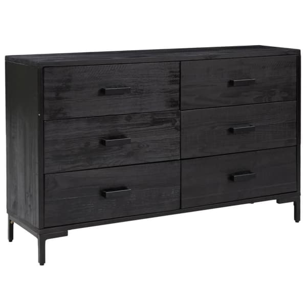 Skänk svart 110x35x70 cm massiv furu