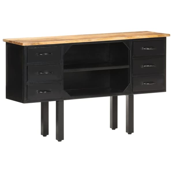 Skänk 110x30x65 cm massivt grovt mangoträ och stål