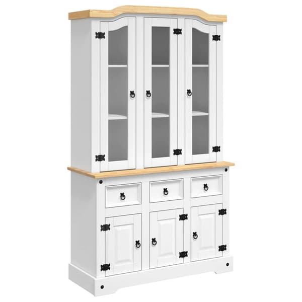 Skänk Corona vit 112x43x196 cm massiv mexikansk furu