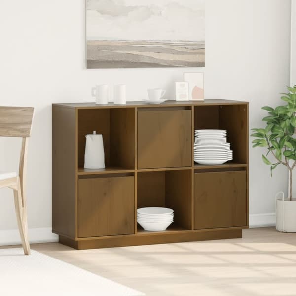 Skänk honungsbrun 110,5x35x80 cm massiv furu