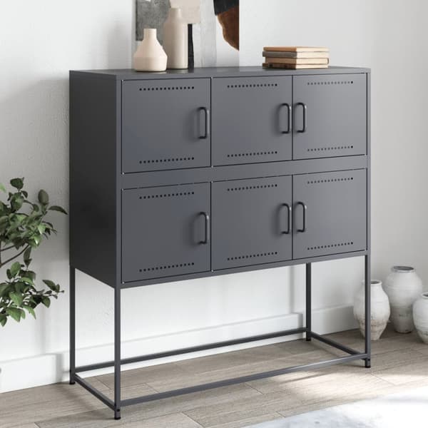 Skänk antracit 100,5x39x107 cm stål