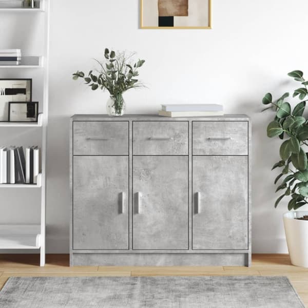 Skänk betonggrå 91x28x75 cm konstruerat trä