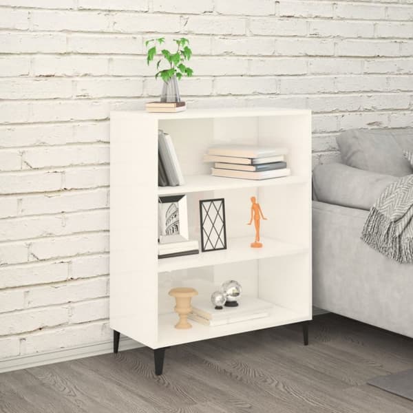 Skänkskåp vit högglans 69,5x32,5x90 cm konstruerat trä
