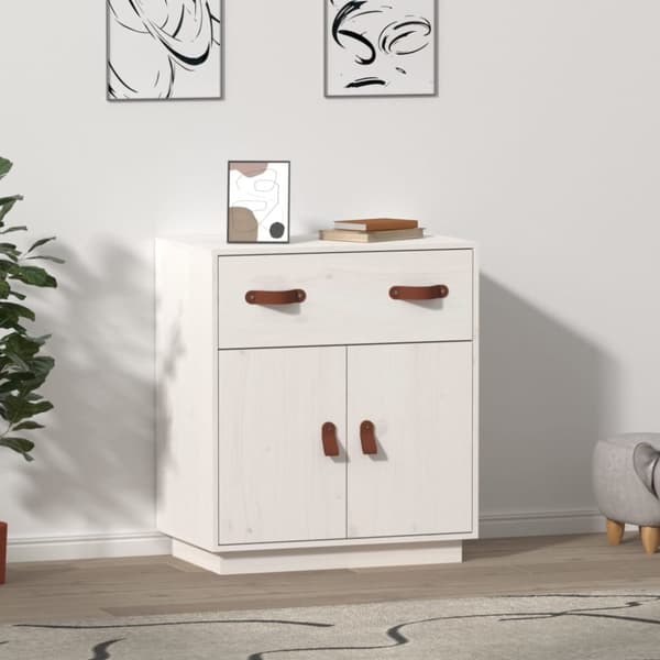 Skänk vit 65,5x40x75 cm massiv furu
