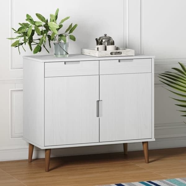 Skänk MOLDE vit 90x40x80 cm massiv furu