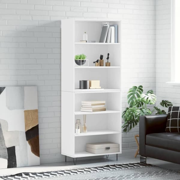 Högskåp vit 69,5x32,5x180 cm konstruerat trä