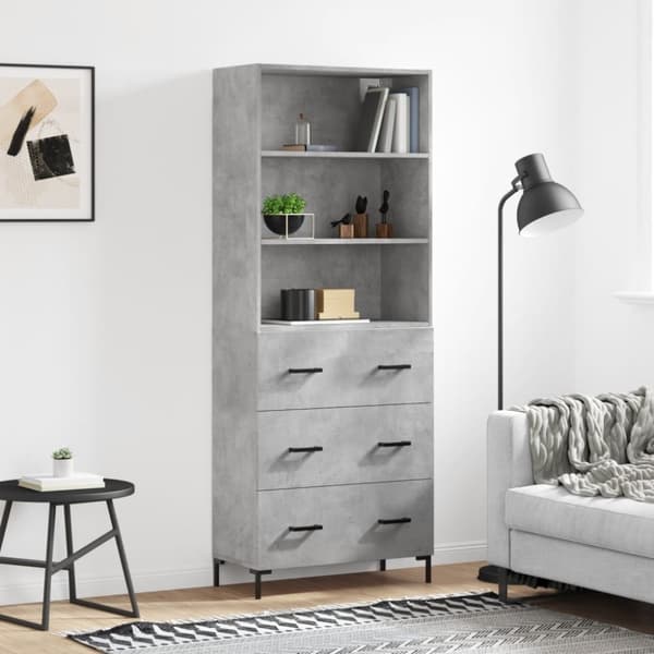 Högskåp betonggrå 69,5x34x180 cm konstruerat trä